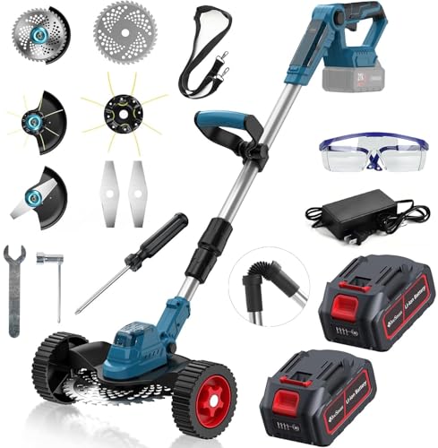 Coupe Bordure sans Fil avec 2 Batteries 4,0Ah, 21V Débroussailleuse Électrique sans Fil 1000W...