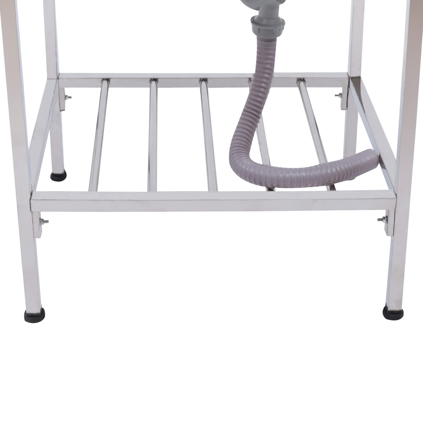 Fregadero independiente con soporte de pedal, capacidad de peso de 60 kg, 60 x 45 cm, fregadero de cocina de acero inoxidable 304, grifo de agua caliente y fría giratorio 360°, completo con lavabo y