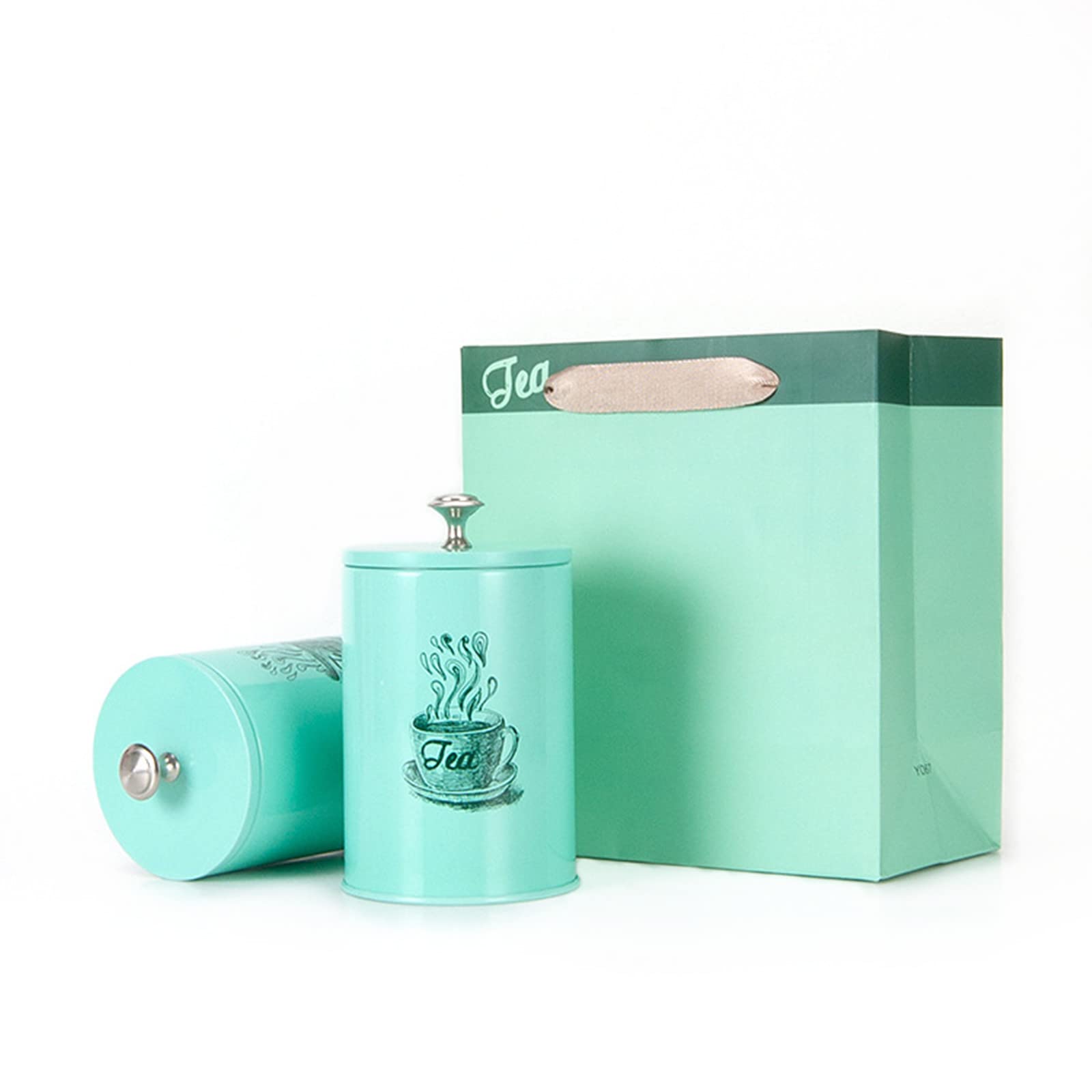 HAN SHENG 2 Pcs Loose Leaf Tea Storage Containers Tea Tins Coffee Tins Food Storage Container with Gift Bag for Tea Coffee Herb Candy Chocolate Sugar Spices
