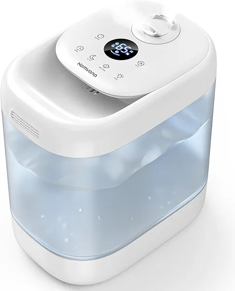Homvana Humidifiers for Bedroom, 5L Super Easy to Clean Top Fill Auto Adapt Cool Mist Humidifier for Bedroom Plants Baby Kids for Home (Never Leaking Design), Quiet 40H Runtime, Essential Oi
