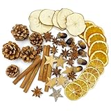 BuildBold Potpourri Weihnachten, Weihnachtsdeko Basteln mit Zimtstangen Deko, Orangenscheiben Getrocknet Deko, Apfelstücke Deko, Sternanis Deko, Zitronenscheiben, Pinus Tabulaeformis Deko, Eicheln