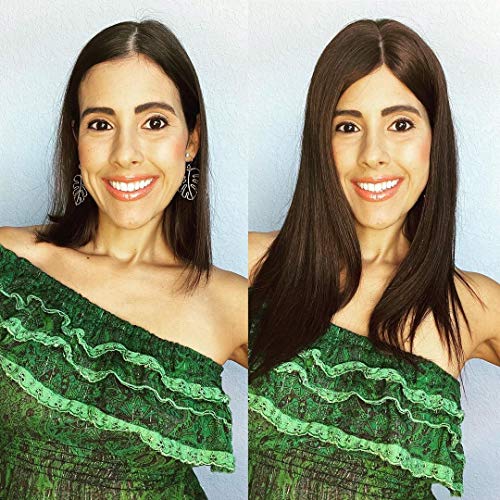 Uniwigs Remy Human Hair Mono Hairpiece, Closure, Hand Made Tied Top Hair Piece, Straight 16 Inches for Hair Loss (G-2 Dark brown)