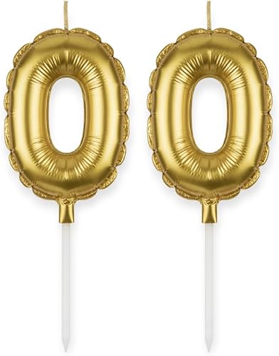 Pack of 2 Candle Birthday Balloons – Gold Number 0, 5cm | Mini Party Balloons for Cake Decorations, Birthdays & Celebrations