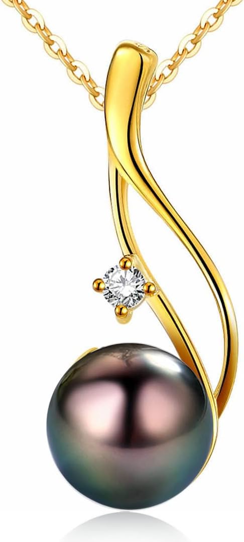 Tahitian Black Pearl Necklaces for Women - Anniversary, Birthday, Valentines Day Gifts for Wife, Girlfriend, Mom - Chaulri 925 Sterling Silver Genuine Real Pearl Jewelry - Regalo de Aniversario para Esposa - Collar de Perlas para Mujer