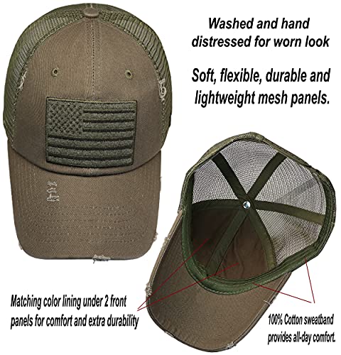 Image of Antourage American Flag Unconstructed Unisex Mesh Snapback Baseball Hat Cap for Men and Women +2 Patriotic Patches Included