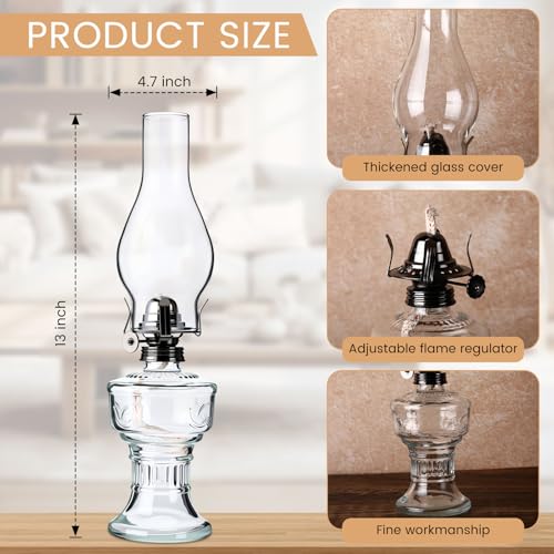 Image of 2 Pcs Oil Lamps for Indoor Use, Hurricane Kerosene Lamp, Transparent