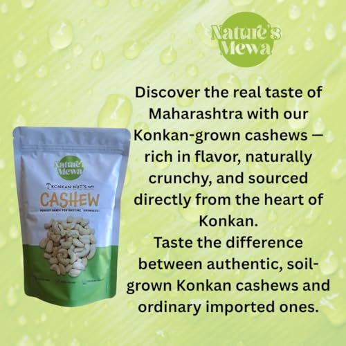 Image of NATURE'S MEWA Konkan Cashew Nuts W320 Premium Whole Kaju | Crunchy & Fresh Natural Cashews for Snacking, Cooking & Sweets | Rich in Protein & Healthy Fats 200 GM