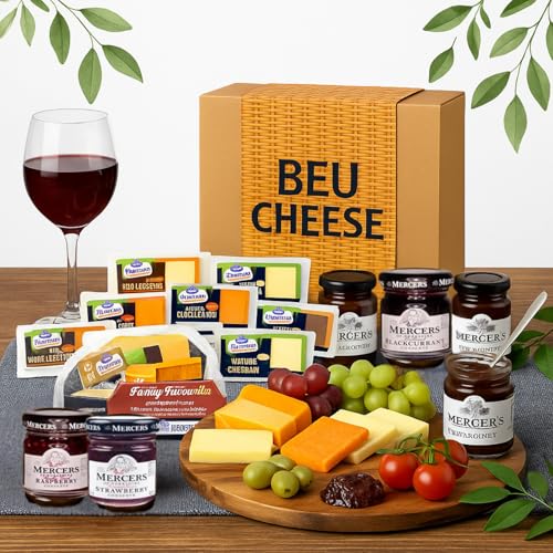 Cheese Hampers Gift Set - 20x Ilchester Cheeses Selection, 6x Jam and Card - Cheeseboard Gift Set, Birthday Hamper for Men, Cheese Selection Box, Valentines Hampers for Men & Women