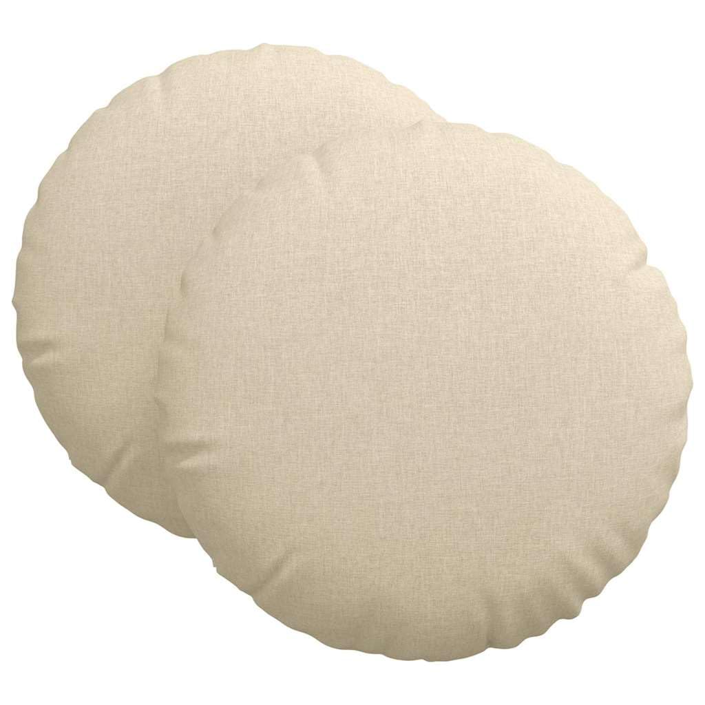 Set di 2 cuscini da pavimento, 80 x 80 x 29 cm, in tessuto, colore crema