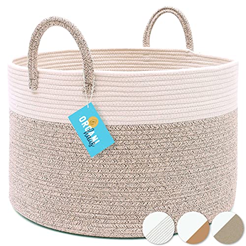 OrganiHaus XXL Rope Woven Laundry Basket | Laundry Hamper Basket for Blankets | Nursery Hamper...