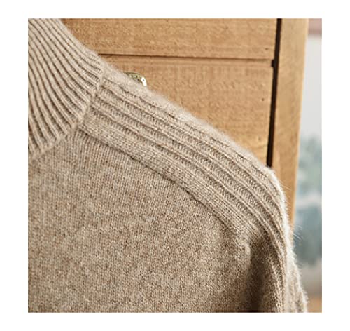 Men's 100% Cashmere Sweater Winter Zipper Half High Collar Thick Pullover Loose Fit Knitted Warm Casual Jumper4