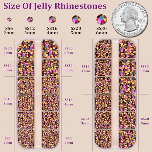 Image of Resin Jelly Rhinestones for Crafting with B7000 Jewelry Glue, 2 Boxes Gold Rose AB Flatback Crystals with 3Pcs 10ml Glue, Bedazzling Non Hotfix Gems for DIY Tumblers Clothing Shoes Manicure