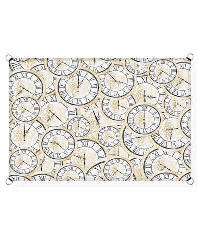 Boanket Sun Shade Sail 14' x 18', Clock Large Heavy Duty Outdoor Shades Sun Screen, Black Yellow Modern Abstract Art Aesthetics Shade Cloth for Patio Deck Terrace Garden Lawns Beach Backyard