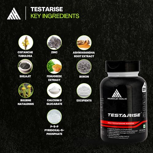 Image of Testarise Men's Vitality Supplement | Natural Blend with KSM-66 Ashwagandha, Shilajit & Zinc | Boosts Energy, Stamina & Strength | Supports Muscle Performance | 90 Capsules, 100 g