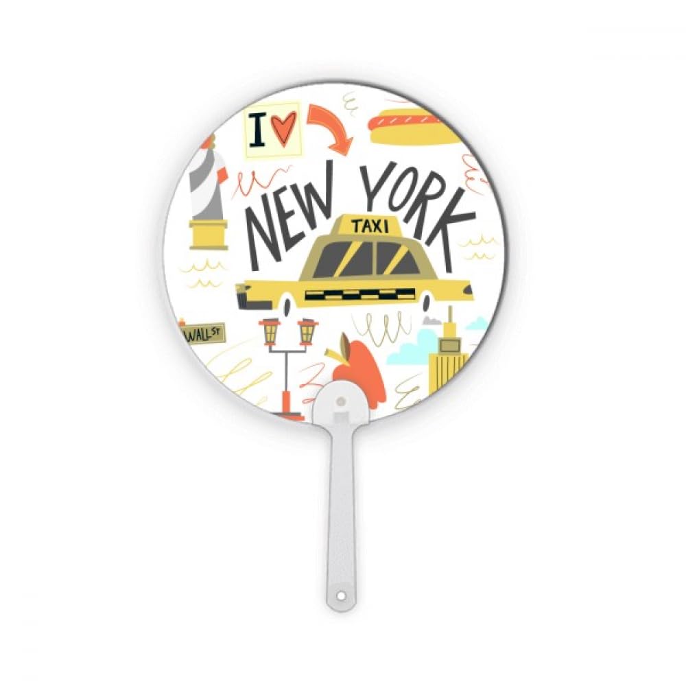 Éventail plastique rond illustration New York de décoration artisanale soignée
