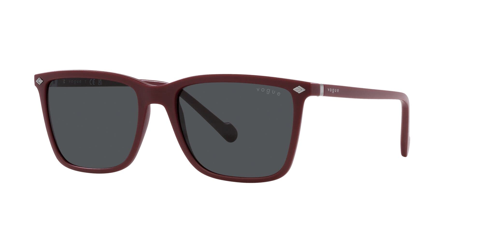 Vogue Eyewear Men's VO5493S Square Sunglasses, Semi Matte Wine Red/Dark Grey, 56 mm