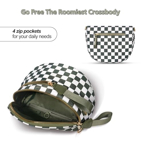 Crossbody Bags For Women–Go Free The Roomiest Crossbody,Trendy Checkered Purse With Adjustable Strap,Water-Resistant2