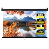 60 Zoll Heimkino Beamer Leinwand, 16:9 4K HD Manuell Herunterziehbare Projektionswand Filmleinwand, Wandmontage