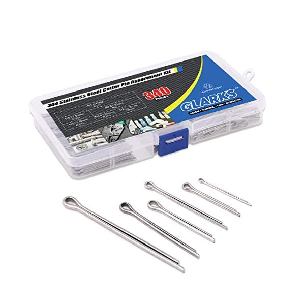 Glarks 340 Teile 6 Größen 304 Edelstahl Splinte Pin Clip Key Fastner Fitting Sortiment Kit für Automotive, Mechaniker… – Bild 8