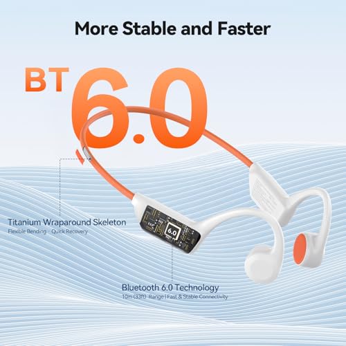 Image of TECKNET Bone Conduction Headphones, Bluetooth V6.0 Open Ear Wireless Headphones, 10H Playtime & IPX5 Sweat Resistant, Secure Comfortable Fit Built-in Mic, Sports Earbuds for Running & Workout, White