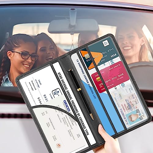 Image of CoBak Car Registration and Insurance Holder | Vehicle Glove Box Organizer, Auto Truck Compartment Document Case with Magnetic Closure for Insurance & Driver License