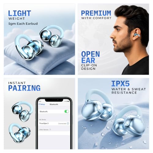 truke TruClips 2 AI Open Earbuds (Blue) Sonic Blue - Image 3