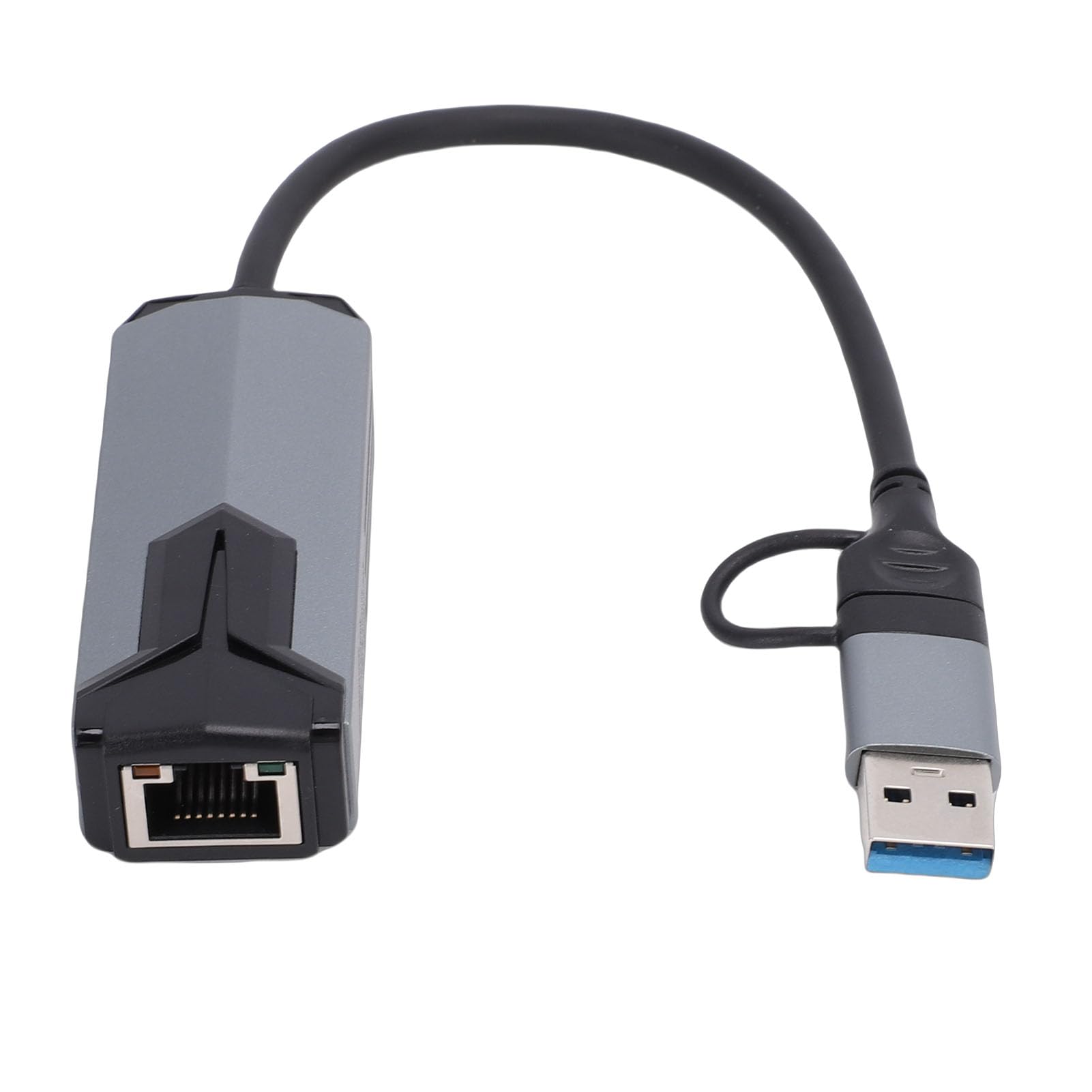 Adapter Ethernet 5G Usb3.0, 5000 Mb/s 2 w 1 USB A Typu C na RJ45 Obudowa ze Stopu Aluminium Rozpraszanie Ciepła Kompatybilny z Adapterem USB na Ethernet 10–2500 Mb/s do