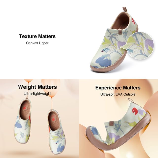Image of UIN Women's Slip On Shoes Colorful Comfortable Lightweight Art Travel Sneakers Casual Floral Stylish Everyday Loafers