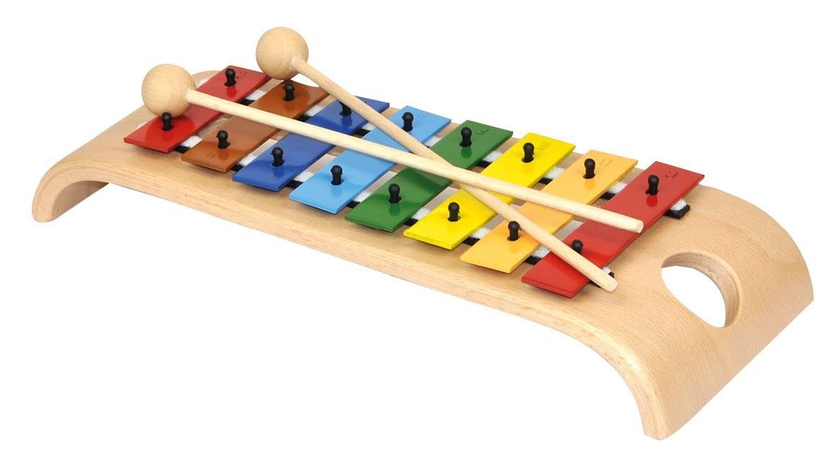 Voggenreiter The Beautiful Glockenspiel ksylofonowy instrument perkusyjny C-dur (drewno bukowe, 8 metalowych prętów, praktyczny otwór na palec, diatoniczny, w tym 2 drewniane młotki),