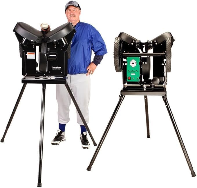 Sports Tutor TriplePlay Basic - Baseball Pitching Machine with Three Pitching Wheels and Dial Controls