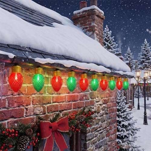 Red and Green Jumbo Christmas Lights Outdoor, 16ft Jumbo C7 (5