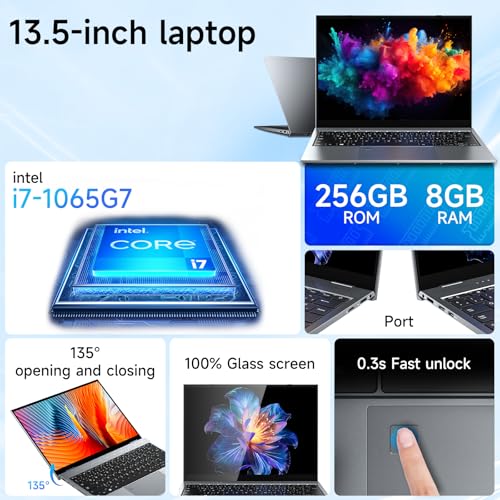 Image of BLUEING Laptop Computer, 13.5 inch IPS 2256 x 1504 Display, Quad-Cores Core i7-1065G7(Up to 3.9GHz), 8GB LPDDR4 RAM 256GB SSD, WiFi 6, Type-C, Fingerprint, Backlit KB