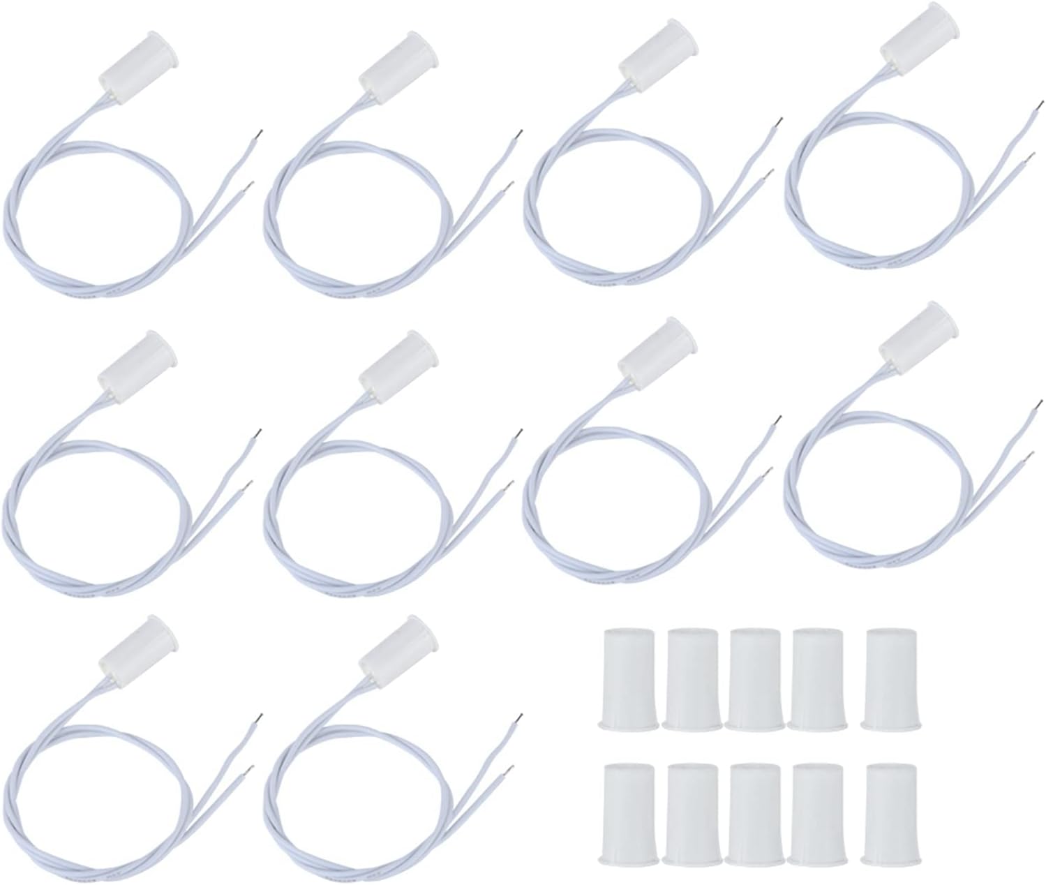 Cryfokt 10 Sets Wired Door Window Sensor, Magnetic Reed Switch Wired Window Door Sensor for Access Control Replace Home Alarm System, Safe NC Recessed Security Alarm