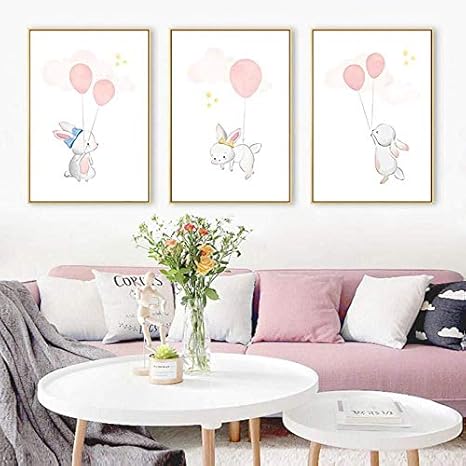 Amazon インテリア北欧の子供部屋の漫画の動物のポスターかわいいウサギの絵キャンバス絵画インテリア保育園の壁アートパネル装飾バルーンプリントの絵 30x40cm X3 フレームレス ウォールステッカー オンライン通販 Amazon インテリア北欧の子供部屋の漫画の動物のポスターかわいいウサギの絵キャンバス絵画インテリア保育園の壁アートパネル装飾バルーンプリントの絵 30x40cm X3 フレームレス ウォールステッカー オンライン通販