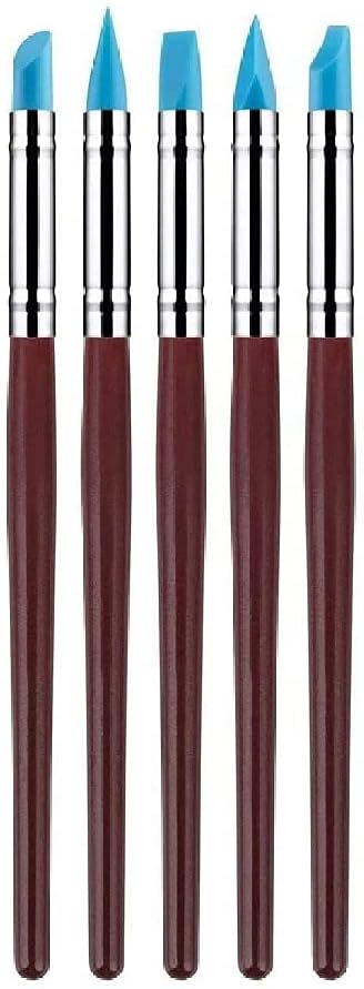 53ARTS Clay Sculpting Tool 5 Size Rubber Tip Silicon Brushes Pottery Clay Pen Shaping Carving Tools