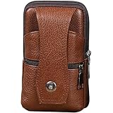 【AGENIUS】スマホケースカバー・TORQUE G06用 ケース KYG03 カバー ウエストバッグ ウエストポーチ ホルダー ホルスター PUレザー ポケット付き カラビナ付き ファスナー付き ベルトループ ベルトクリップ Kyocera 京セラ トルク G06 KYG03(ブラウン)