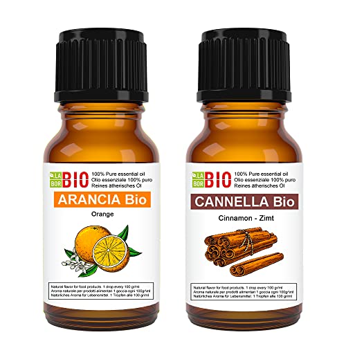 Set Naranja y Canela Bio Aceite Esencial 100% Puro - Uso Alimentario Terapeutico Cosmetico Aromaterapia - Laborbio
