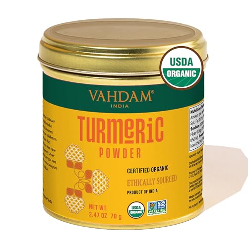 VAHDAM, Organic Turmeric Powder w/ High Curcumin (2.47oz) USDA Organic, 100% Raw from India | Gluten-Free, Non-GMO | Premium Quality & Aroma | Single Origin Spice | Direct from Source