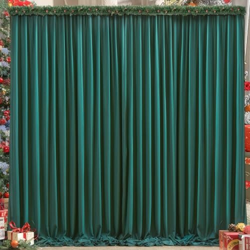 8x10FT Hunter Green Backdrop Curtains for Wedding Parties, Wrinkle Free Polyester Photography Backdrop Drapes for Christmas Birthday Parties Stage Background Stand Decorations 4x10ft,2 Panels