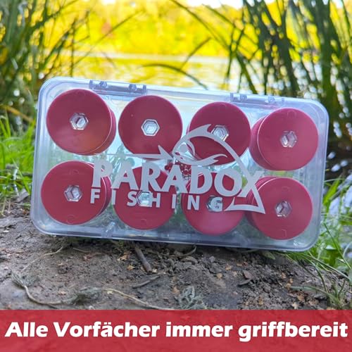 Paradox Fishing Vorfach Box mit 16 Wicklern und Pins - Vorfachaufwickler Vorfach Tasche für Vorfachhaken und Angelhaken