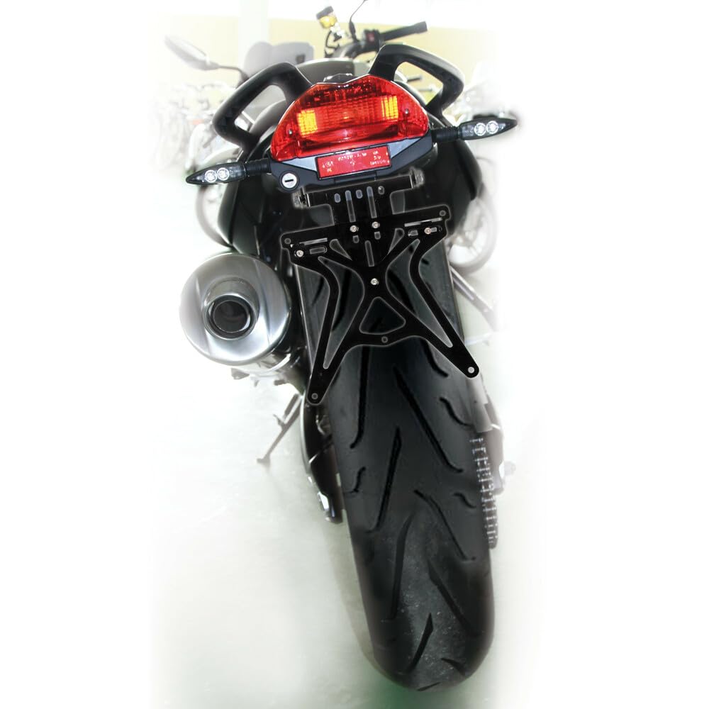 KOMPATIBEL MIT Suzuki GSF 600 Bandit S Verstellbarer KENNZEICHENHALTER FÜR AERO-X MOTORRÄDER STRAßENZUGELASSENER KENNZEICHENHALTER SCHWARZ 270X190X35MM
