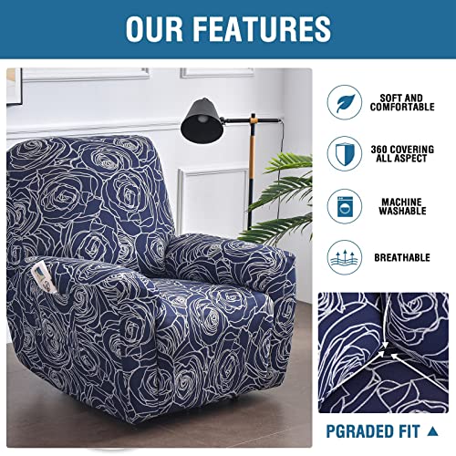 Image of Eco-Ancheng Recliner Slipcovers 4-Pieces Lazyboy Recliner Covers Recliner Couch Covers Recliner Chair Cover Non Slip Reclining Slipcovers with Storage Pockets Furniture Protector for Living Room