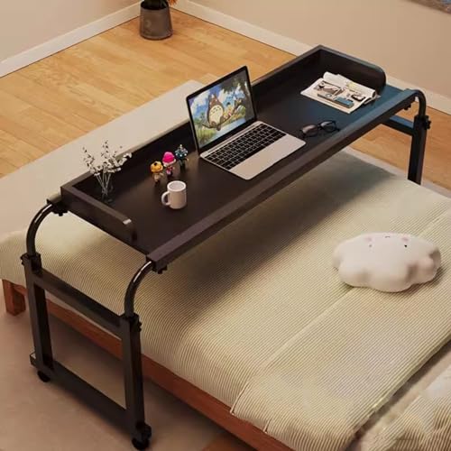 WJYCGFKJ Escritorio de Cama con Ruedas, Altura Ajustable (65-95 cm), Bandeja para Comida, diseño Sencillo (Negro)