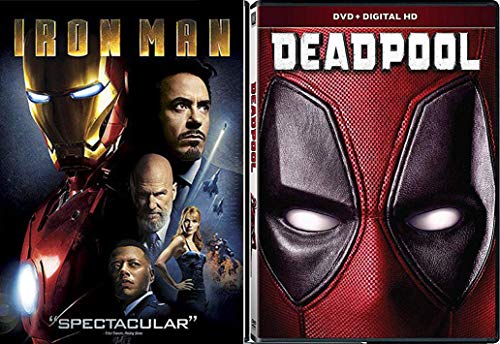 Gold & Red Marvel Super Studios Tony Stark Iron-Man & Deadpool DVD Double Feature Part Movie Pack Hero Set Gold & Red Marvel Super Studios Tony Stark Iron-Man & Deadpool DVD Double Feature Part Movie Pack Hero Set