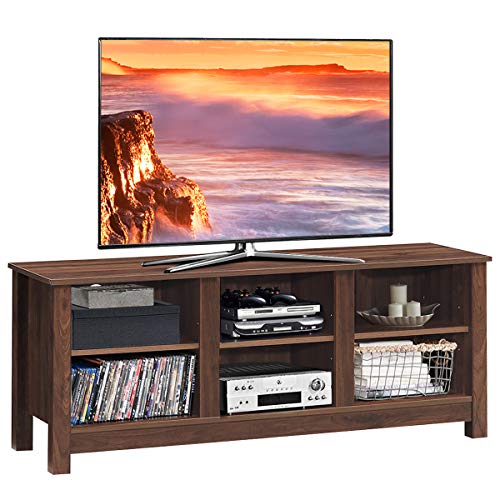 Tangkula TV Stand with 2-Shelf Storage, Fit 60” TV Media Center, Open Storage