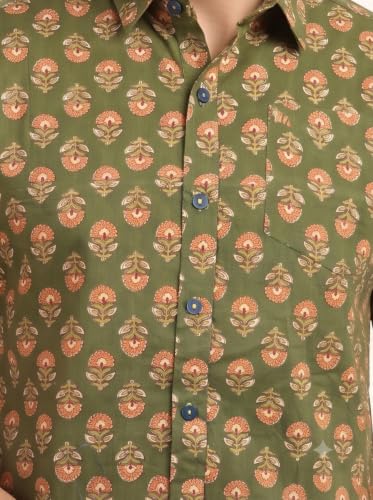 Image of BLOCKS OF INDIA Cotton Hand Block Print Half Sleeves Summer Shirt for Men