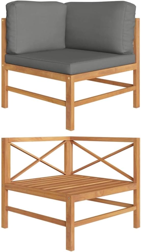 2 Piece Patio Lounge Set Balcony Furniture,Patio loveseat,Small Patio Furniture,Patio daybed,with Dark Gray Cushions Teak Wood