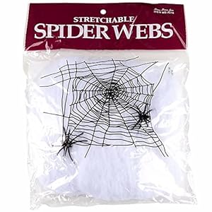 partysanthe streachable spiders web with 2 fake spiders/stretchable spider web spooky halloween decoration with 2…