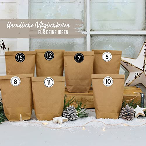 Miniatura 6 de Papierdrachen 24 Pegatinas De Navidad Para El Calendario De Adviento - Blanco Y Negro N 41 - Pegatinas De 4 Cm - Para Manualidades Y Decoración