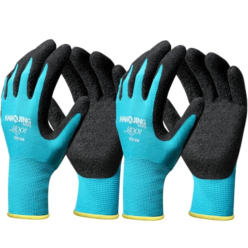 Breathable Garden Gloves 2 Pairs, Stretchy Anti-Slip Work Gloves for
